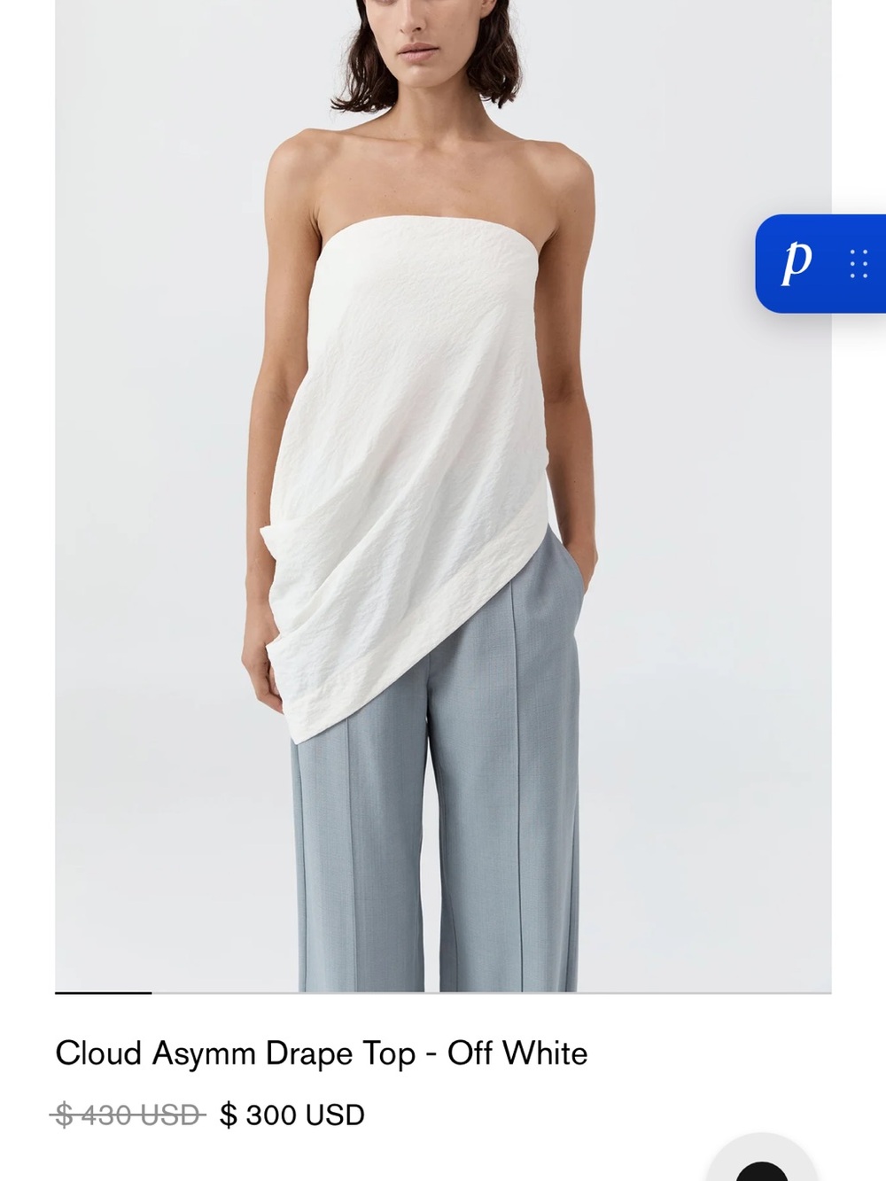 St. Agni Off-White Asymmetric Strapless Drape Top